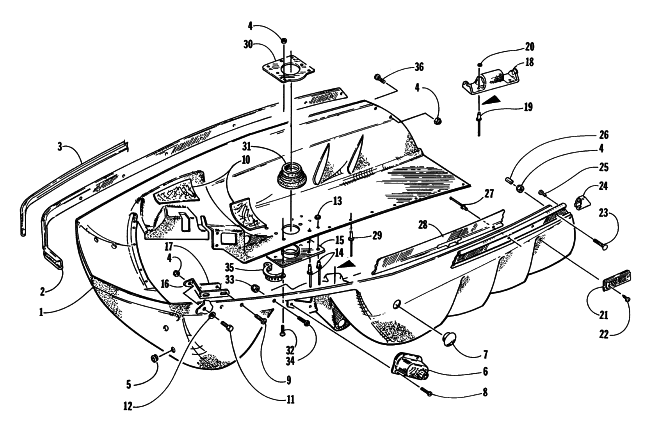 Parts Diagram for Arctic Cat 1997 ZR 440 SNOWMOBILE BELLY PAN ASSEMBLY