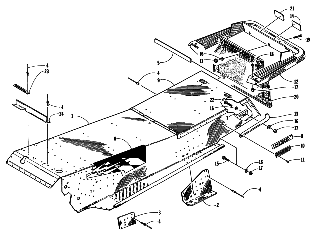 Parts Diagram for Arctic Cat 1997 ZR 440 SNOWMOBILE TUNNEL AND REAR BUMPER