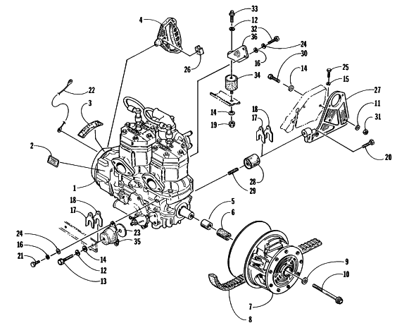 Parts Diagram for Arctic Cat 1997 ZR 440 SNOWMOBILE ENGINE AND RELATED PARTS