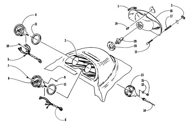 Parts Diagram for Arctic Cat 1997 THUNDERCAT SNOWMOBILE HEADLIGHT AND INSTRUMENTS