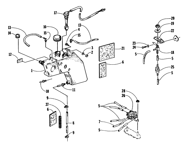 Parts Diagram for Arctic Cat 1997 THUNDERCAT SNOWMOBILE OIL TANK AND FUEL PUMP