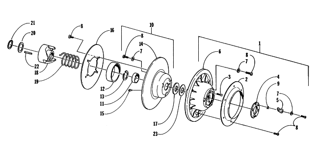 Parts Diagram for Arctic Cat 1997 ZR 580 EFI SNOWMOBILE DRIVEN CLUTCH