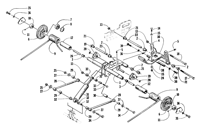 Parts Diagram for Arctic Cat 1997 EXT 580 EFI DLX SNOWMOBILE REAR SUSPENSION/REAR ARM ASSEMBLY