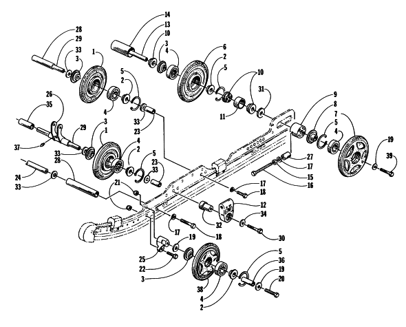 Parts Diagram for Arctic Cat 1997 ZRT 800 SNOWMOBILE IDLER WHEEL ASSEMBLY