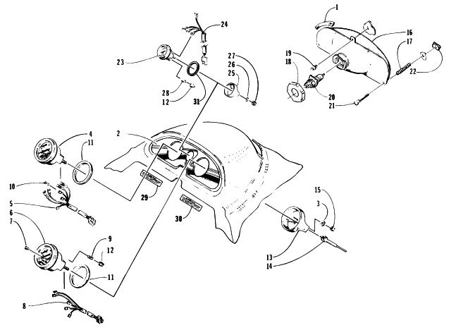 Parts Diagram for Arctic Cat 1997 PANTERA SNOWMOBILE HEADLIGHT AND INSTRUMENT POD