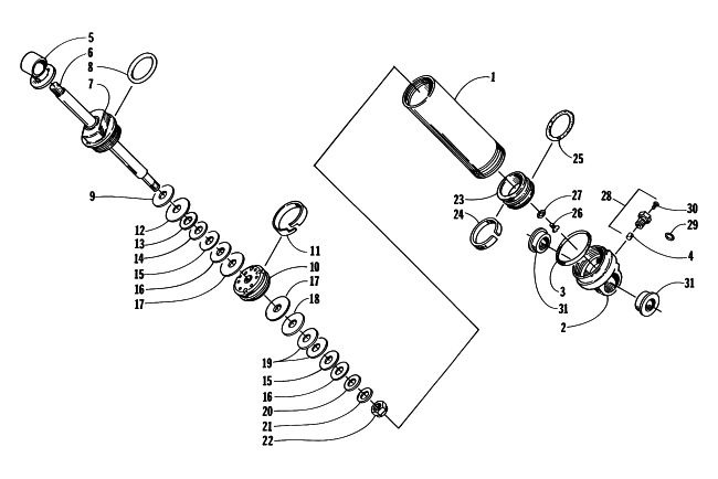 Parts Diagram for Arctic Cat 1997 ZR 580 EFI SNOWMOBILE REAR SUSPENSION FRONT ARM SHOCK ABSORBER
