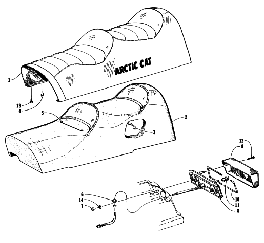 Parts Diagram for Arctic Cat 1997 PANTERA SNOWMOBILE SEAT AND TAILLIGHT ASSEMBLIES