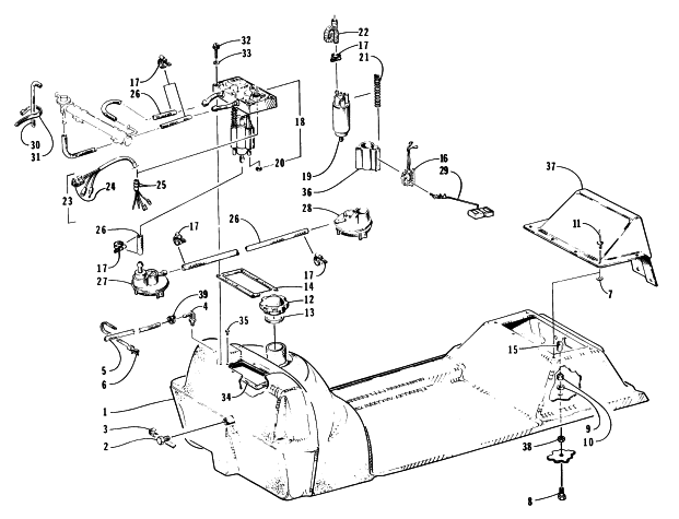 Parts Diagram for Arctic Cat 1997 PANTERA SNOWMOBILE GAS TANK AND FUEL PUMP ASSEMBLY