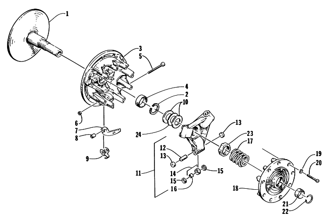 Parts Diagram for Arctic Cat 1997 EXT 600 SNOWMOBILE DRIVE CLUTCH