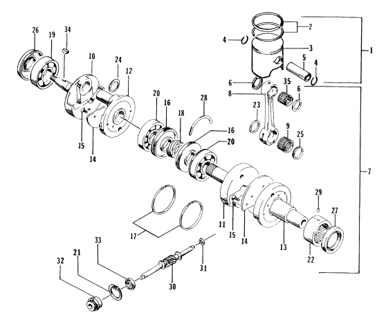 Parts Diagram for Arctic Cat 2001 PANTERA 580 EFI SNOWMOBILE PISTON AND CRANKSHAFT