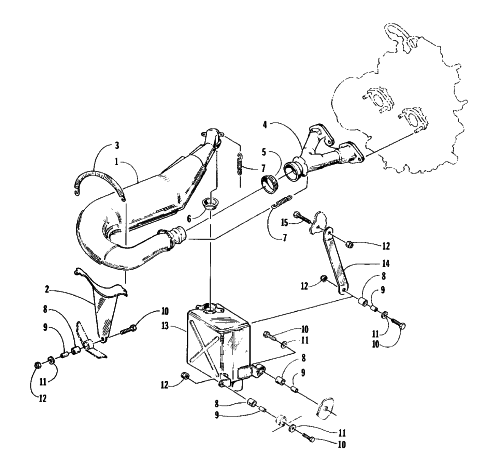 Parts Diagram for Arctic Cat 1997 EXT 580 EFI SNOWMOBILE EXHAUST ASSEMBLY