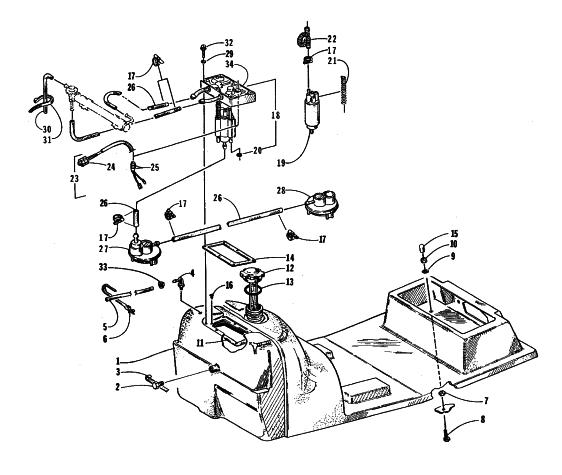 Parts Diagram for Arctic Cat 1998 EXT EFI DLX SNOWMOBILE GAS TANK AND FUEL PUMP ASSEMBLIES