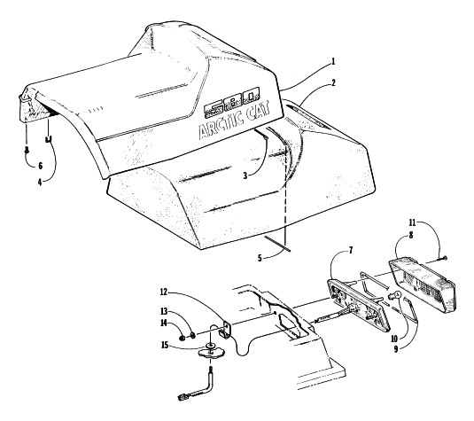 Parts Diagram for Arctic Cat 1997 EXT 580 EFI DLX SNOWMOBILE SEAT AND TAILLIGHT ASSEMBLIES