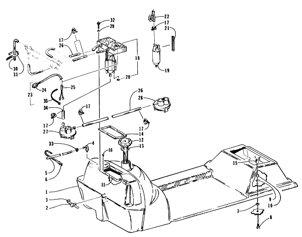 Parts Diagram for Arctic Cat 1997 POWDER SPECIAL EFI SNOWMOBILE GAS TANK AND FUEL PUMP ASSEMBLIES