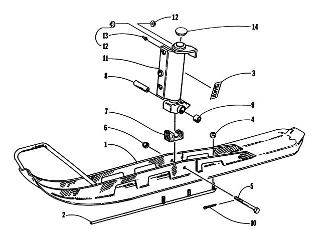 Parts Diagram for Arctic Cat 1997 EXT 580 EFI DLX SNOWMOBILE SKI AND SPINDLE ASSEMBLY