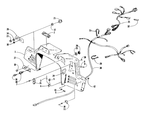 Parts Diagram for Arctic Cat 1997 EXT 580 EFI SNOWMOBILE CONSOLE, SWITCHES, AND WIRING ASSEMBLIES