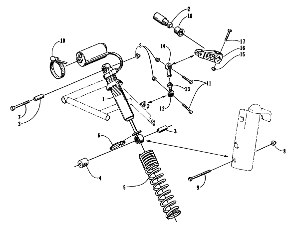 Parts Diagram for Arctic Cat 1997 ZR 440 SNOWMOBILE SHOCK ABSORBER AND SWAY BAR ASSEMBLY