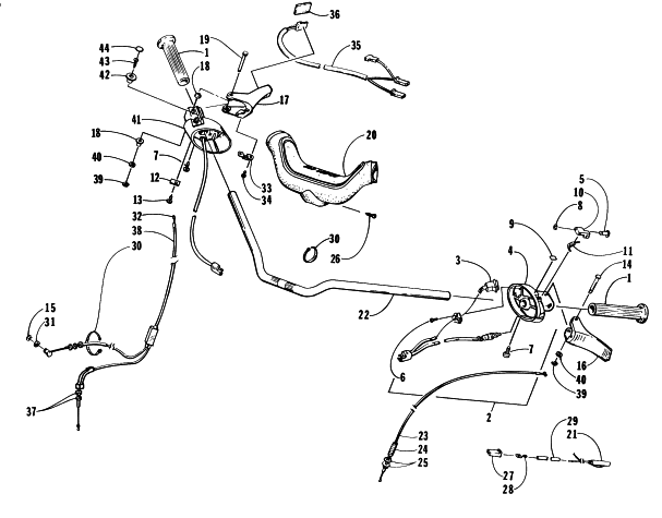 Parts Diagram for Arctic Cat 1997 JAG SNOWMOBILE HANDLEBAR AND CONTROLS