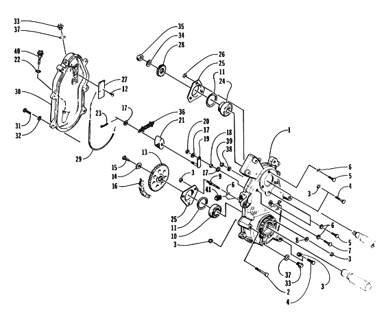 Parts Diagram for Arctic Cat 1997 JAG DLX SNOWMOBILE DRIVE/DROPCASE ASSEMBLY