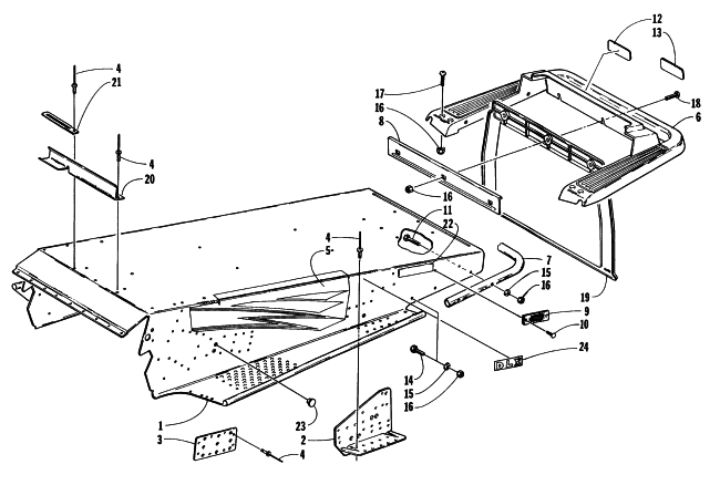 Parts Diagram for Arctic Cat 1997 PUMA SNOWMOBILE TUNNEL AND REAR BUMPER