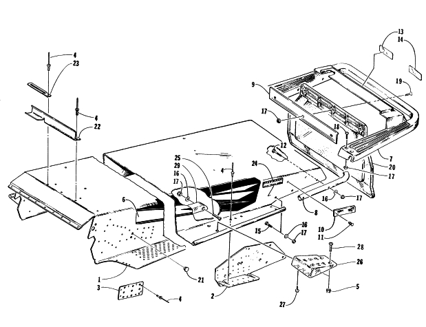 Parts Diagram for Arctic Cat 1997 PUMA 2-UP SNOWMOBILE TUNNEL AND REAR BUMPER