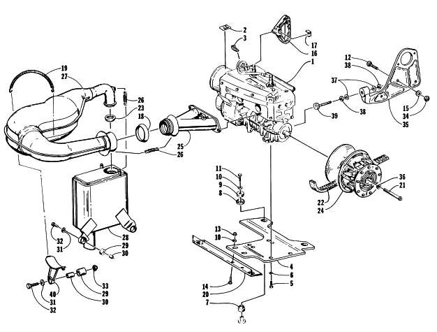 Parts Diagram for Arctic Cat 1997 PUMA 2-UP SNOWMOBILE ENGINE AND RELATED PARTS