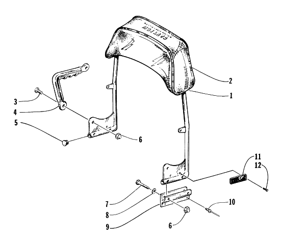 Parts Diagram for Arctic Cat 1997 PUMA 2-UP SNOWMOBILE BACKREST ASSEMBLY