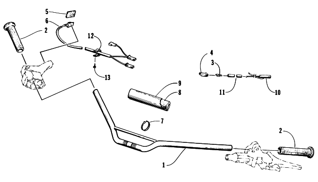 Parts Diagram for Arctic Cat 1997 ZL 440 SNOWMOBILE HANDLEBAR ASSEMBLY