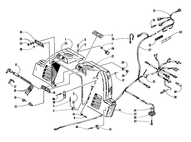 Parts Diagram for Arctic Cat 1997 ZRT 600 SNOWMOBILE CONSOLE, SWITCHES, AND WIRING ASSEMBLIES
