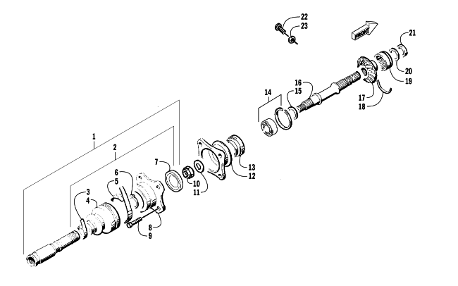 Parts Diagram for Arctic Cat 1997 2X4 ATV SECONDARY DRIVE ASSEMBLY