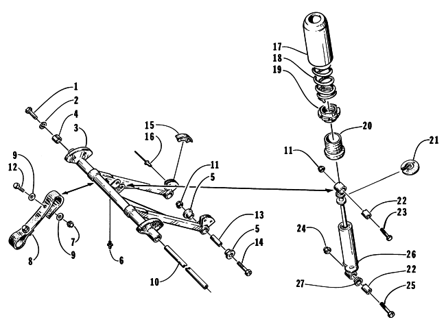 Parts Diagram for Arctic Cat 1997 PANTERA SNOWMOBILE REAR SUSPENSION - FRONT ARM