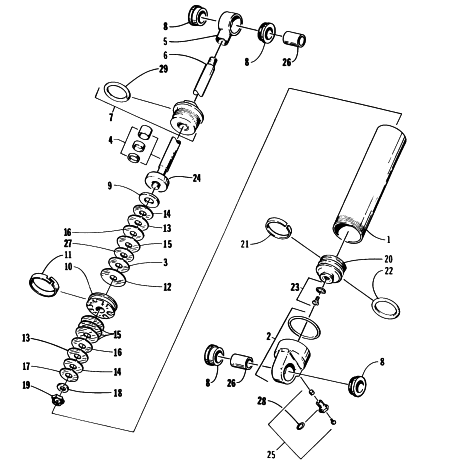 Parts Diagram for Arctic Cat 1997 ZR 440 SNOWMOBILE REAR SUSPENSION - REAR ARM SHOCK ABSORBER