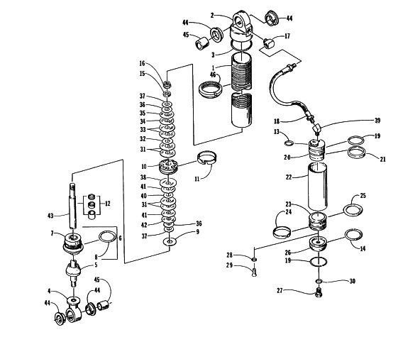 Parts Diagram for Arctic Cat 1997 ZR 440 SNOWMOBILE FRONT SUSPENSION SHOCK ABSORBER