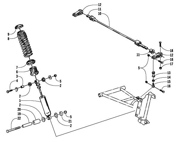 Parts Diagram for Arctic Cat 1997 THUNDERCAT SNOWMOBILE SHOCK ABSORBER AND SWAY BAR ASSEMBLY