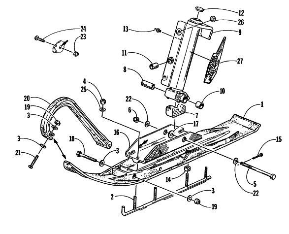 Parts Diagram for Arctic Cat 1997 ZR 580 EFI SNOWMOBILE SKI AND SPINDLE ASSEMBLY