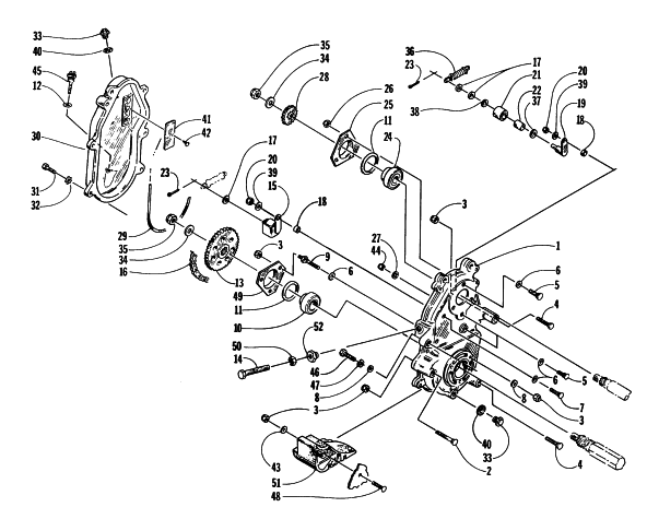 Parts Diagram for Arctic Cat 1997 ZR 580 EFI SNOWMOBILE DRIVE/DROPCASE ASSEMBLY