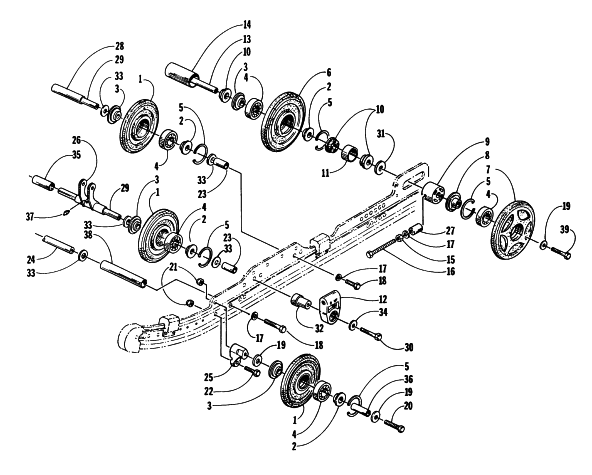 Parts Diagram for Arctic Cat 1997 ZR 580 EFI SNOWMOBILE IDLER WHEEL ASSEMBLY