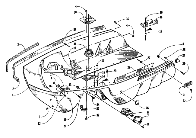 Parts Diagram for Arctic Cat 1997 ZR 580 EFI SNOWMOBILE BELLY PAN ASSEMBLY