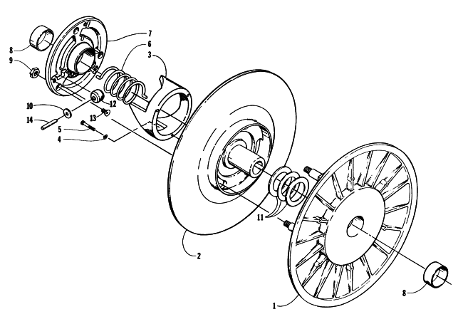 Parts Diagram for Arctic Cat 1997 ZR 440 SNOWMOBILE DRIVEN CLUTCH