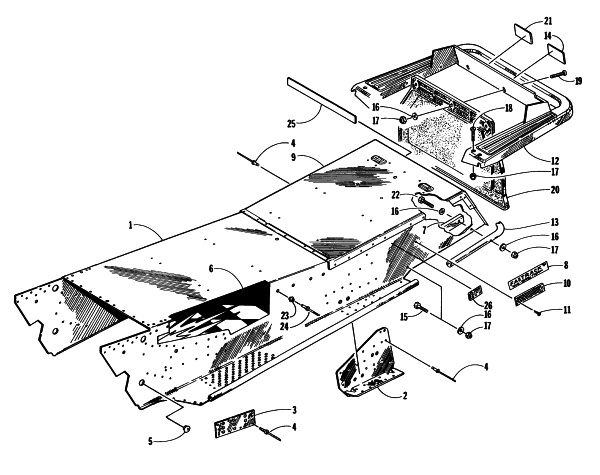 Parts Diagram for Arctic Cat 1997 ZR 580 EFI SNOWMOBILE TUNNEL AND REAR BUMPER