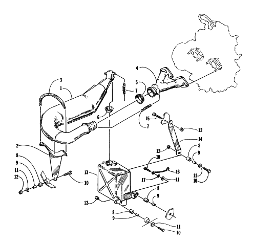 Parts Diagram for Arctic Cat 1997 ZR 580 EFI SNOWMOBILE EXHAUST ASSEMBLY