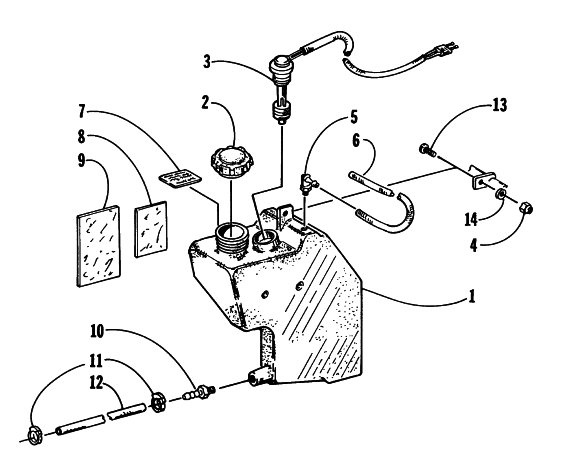 Parts Diagram for Arctic Cat 1997 ZR 580 EFI SNOWMOBILE OIL TANK ASSEMBLY