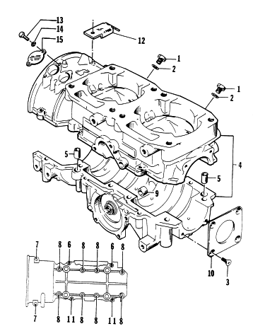 Parts Diagram for Arctic Cat 1997 ZR 580 EFI SNOWMOBILE CRANKCASE ASSEMBLY