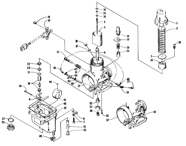 Parts Diagram for Arctic Cat 1997 POWDER EXTREME SNOWMOBILE CARBURETOR