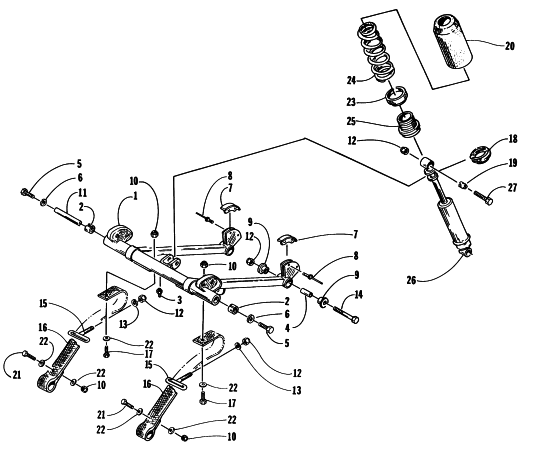Parts Diagram for Arctic Cat 1997 THUNDERCAT SNOWMOBILE REAR SUSPENSION FRONT ARM ASSEMBLY