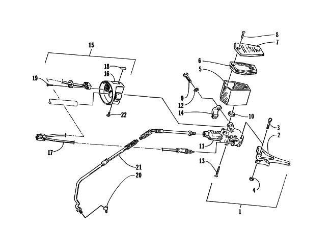 Parts Diagram for Arctic Cat 1998 ZR 600 (JANUARY) SNOWMOBILE HYDRAULIC BRAKE CONTROL ASSEMBLY