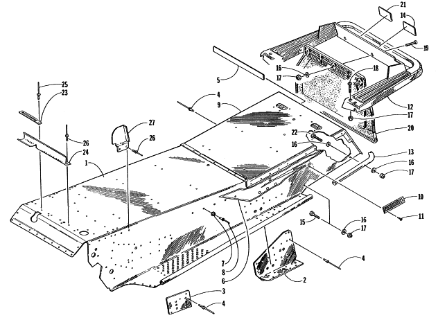Parts Diagram for Arctic Cat 1998 ZR 500 (JANUARY) SNOWMOBILE TUNNEL AND REAR BUMPER