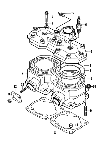 Parts Diagram for Arctic Cat 1998 ZR 600 (JANUARY) SNOWMOBILE CYLINDER AND HEAD ASSEMBLY