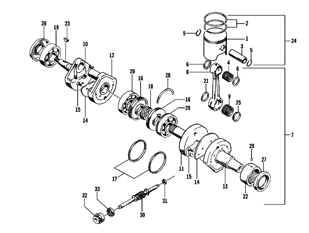 Parts Diagram for Arctic Cat 1999 POWDER SPECIAL 600 SNOWMOBILE PISTON AND CRANKSHAFT