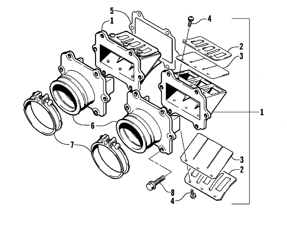 Parts Diagram for Arctic Cat 1999 ZR 500 EFI SNOWMOBILE REED VALVE ASSEMBLY